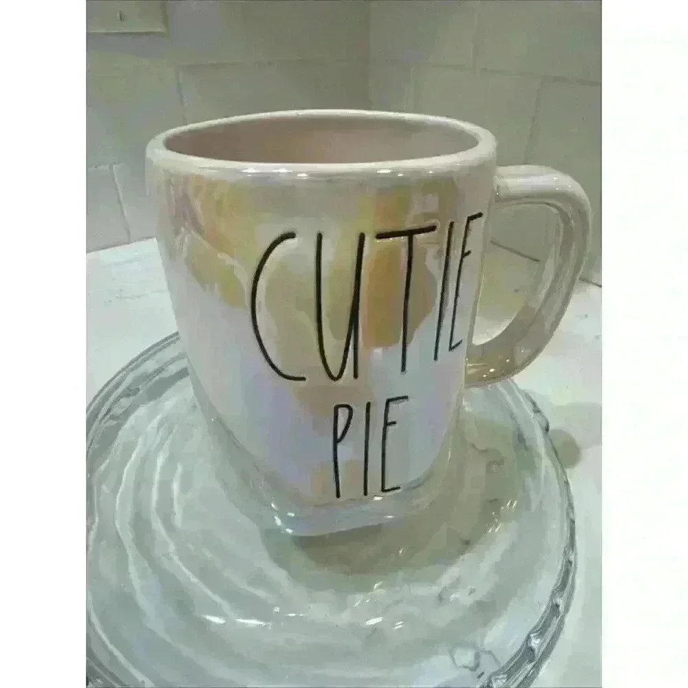 Rae Dunn Valentines Day CUTIE PIE Mug Iridescent Ceramic w/ Black by Magenta